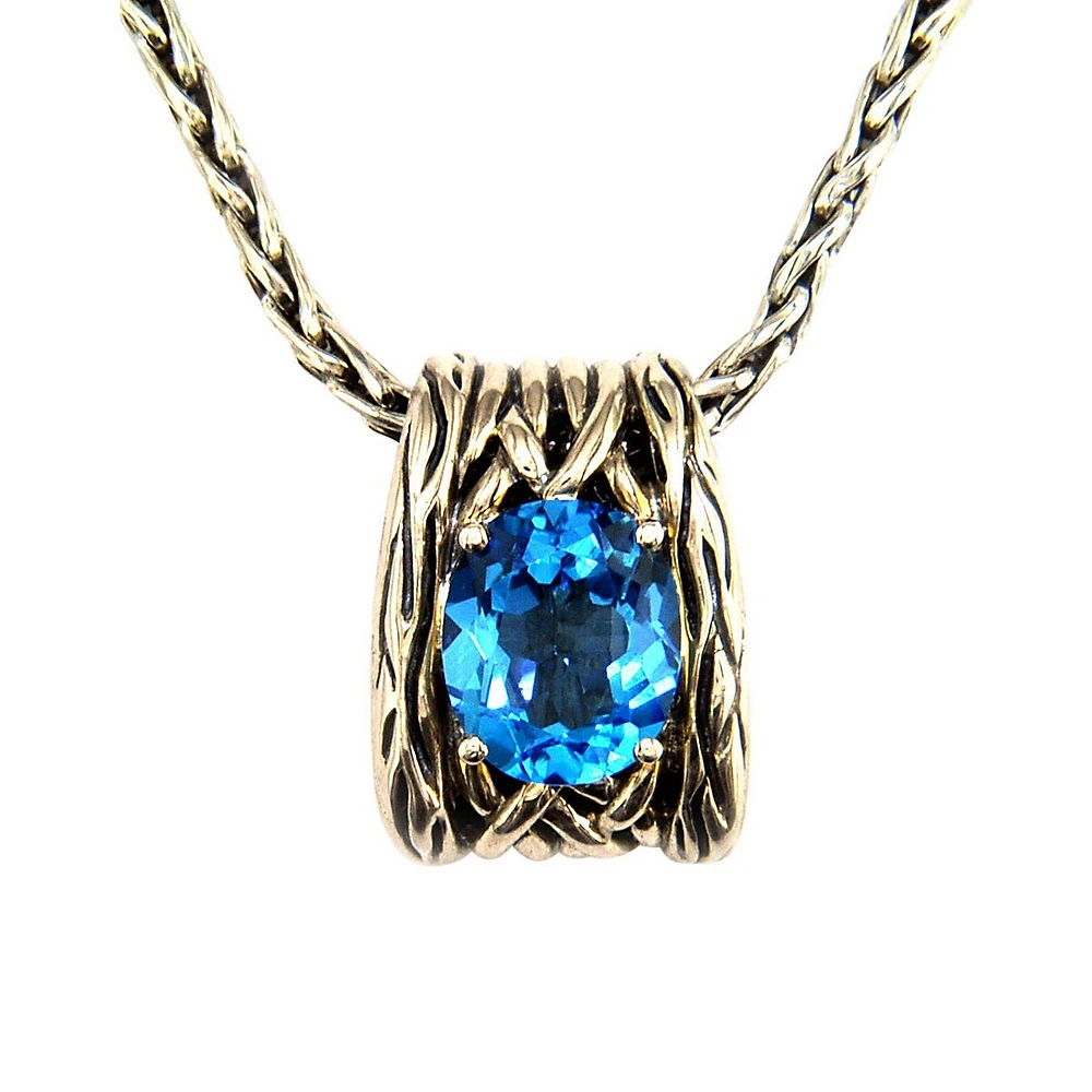 Sterling Silver Blue Topaz Necklace