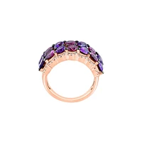 Bague en or rose 14 ct avec améthystes, rhodolites et diamants de 0,22 ct (PT)