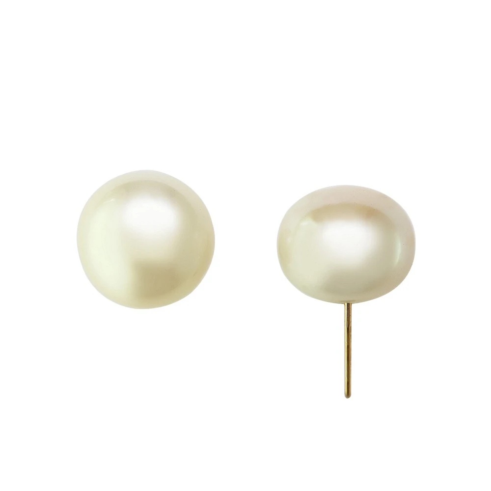 12MM Freshwater Pearl & 14K Yellow Gold Stud Earrings