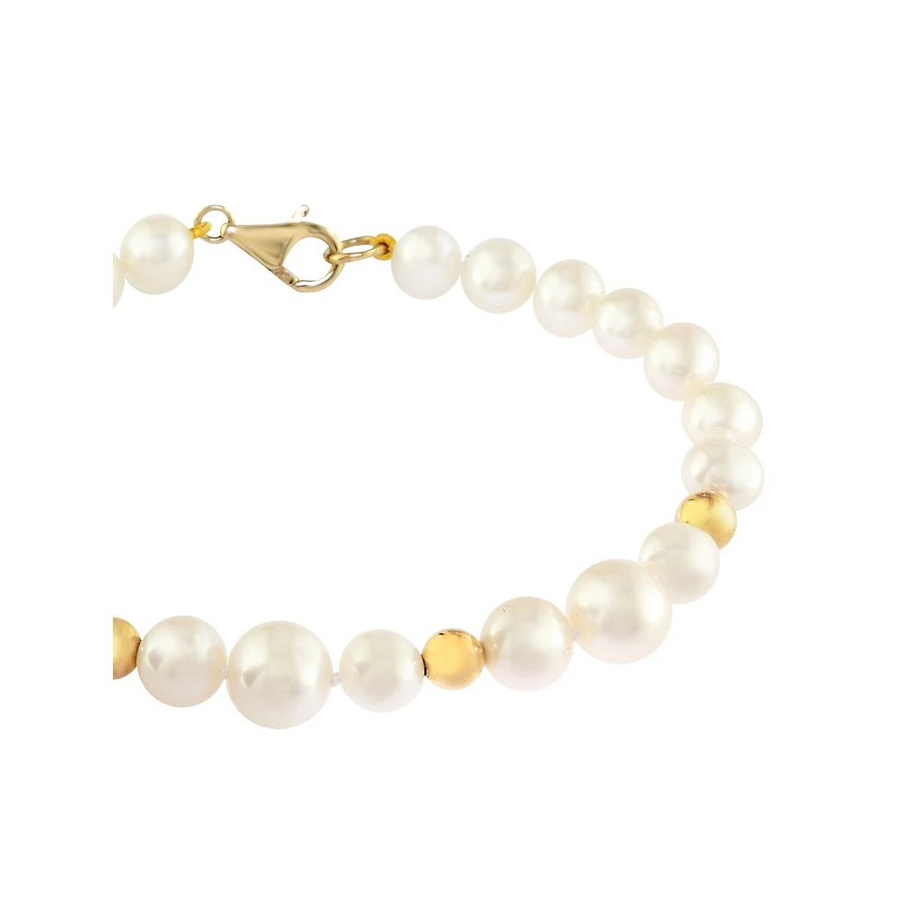 14K Yellow Gold & 6-8.5MM Freshwater Pearl Bracelet