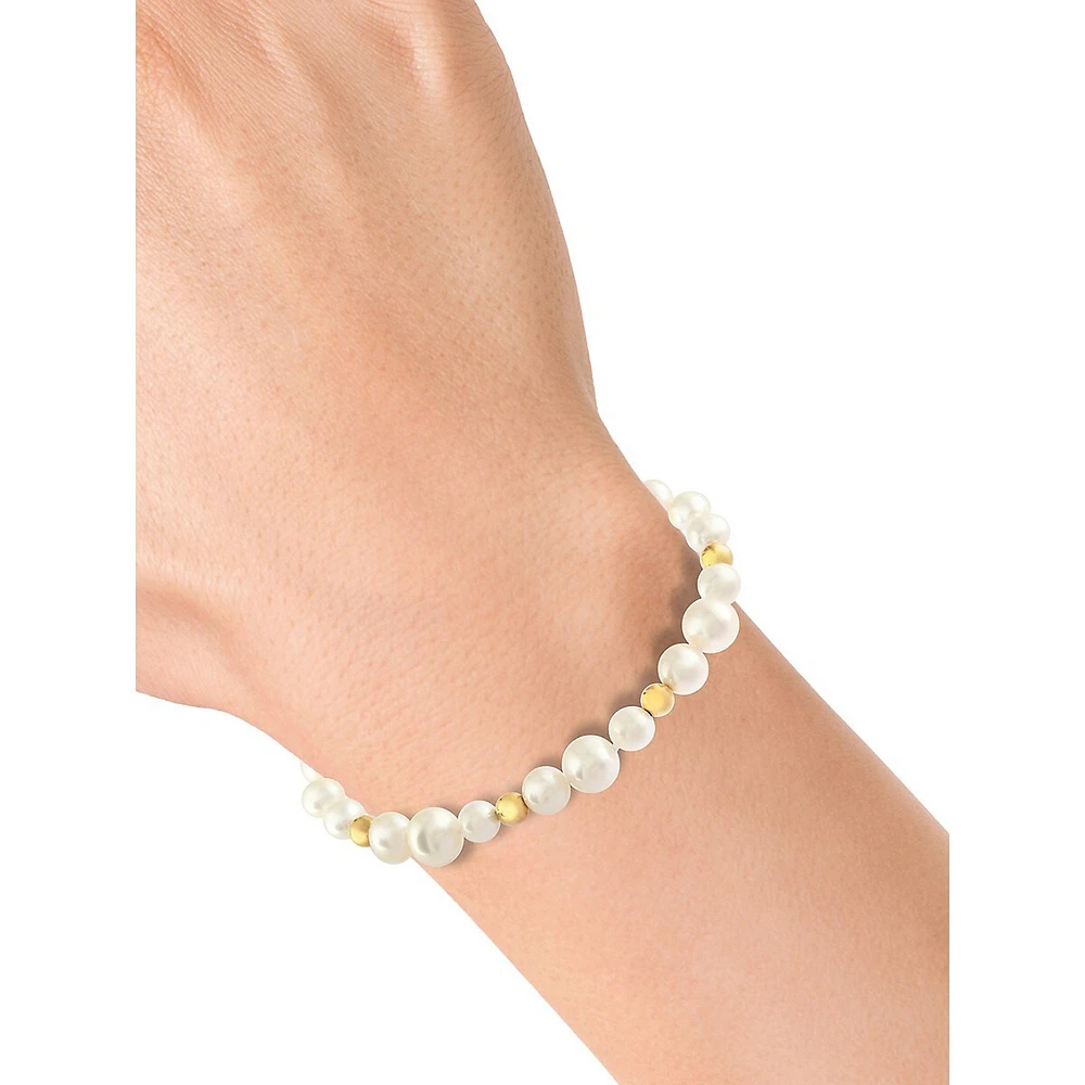 14K Yellow Gold & 6-8.5MM Freshwater Pearl Bracelet