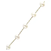 5.5 MM Cultured Freshwater Pearls and 14K Yellow Gold Tennis Bracelet