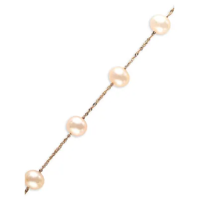 5.5 MM Cultured Freshwater Pearls and 14K Rose Gold Tennis Bracelet