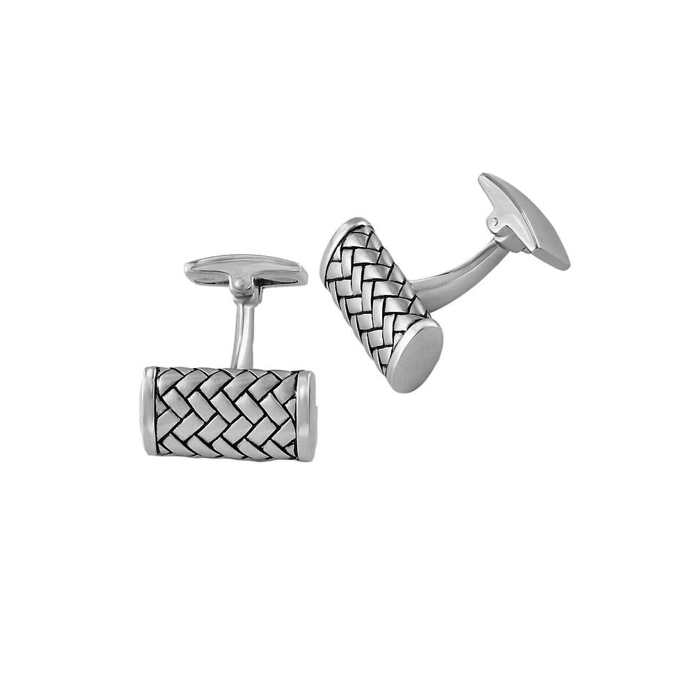 Woven Texture Sterling Silver Cufflinks