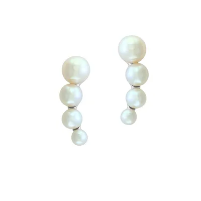 3-5.5MM Cultured Freshwater Pearl And Sterling Silver Earrings