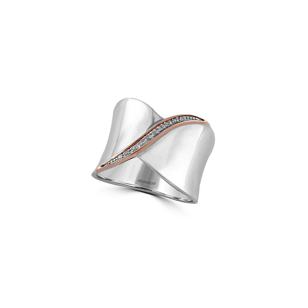 Bague Effy 925 en argent sterling et or rose 14 ct avec diamants 0,03 ct PT