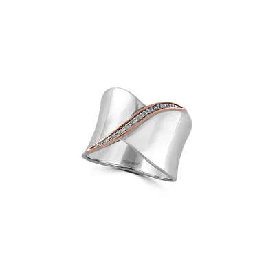 Effy 925 14K Rosegold Sterling Silver 0.03 CT. T.W. Diamond Ring