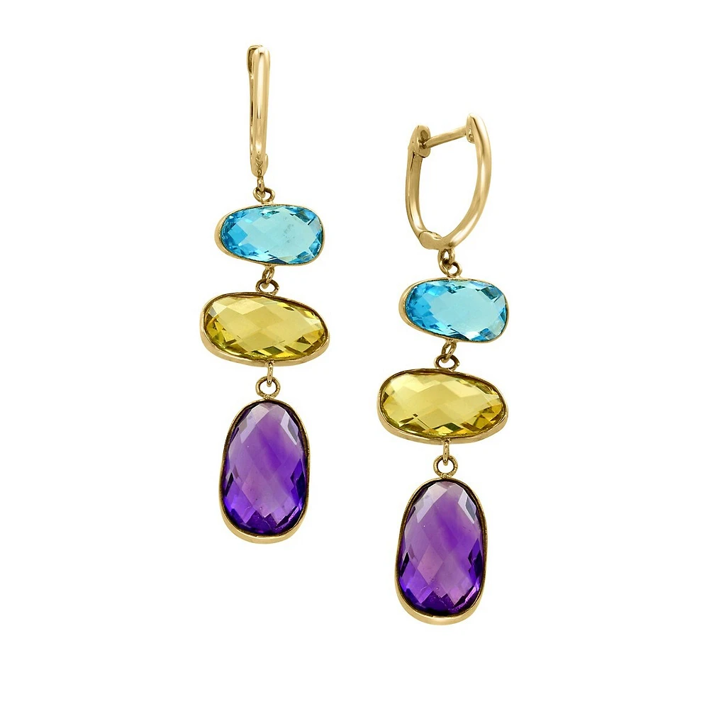 14K Yellow Gold Multi-Stone Earrings