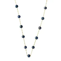 5.5 MM Round Dyed Freshwater Pearl 14K Yellow Gold Necklace
