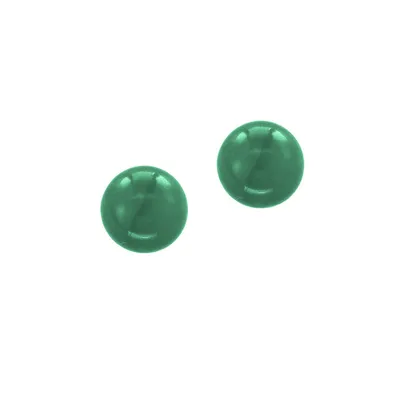 Green Jade and 14K Yellow Gold Stud Earrings