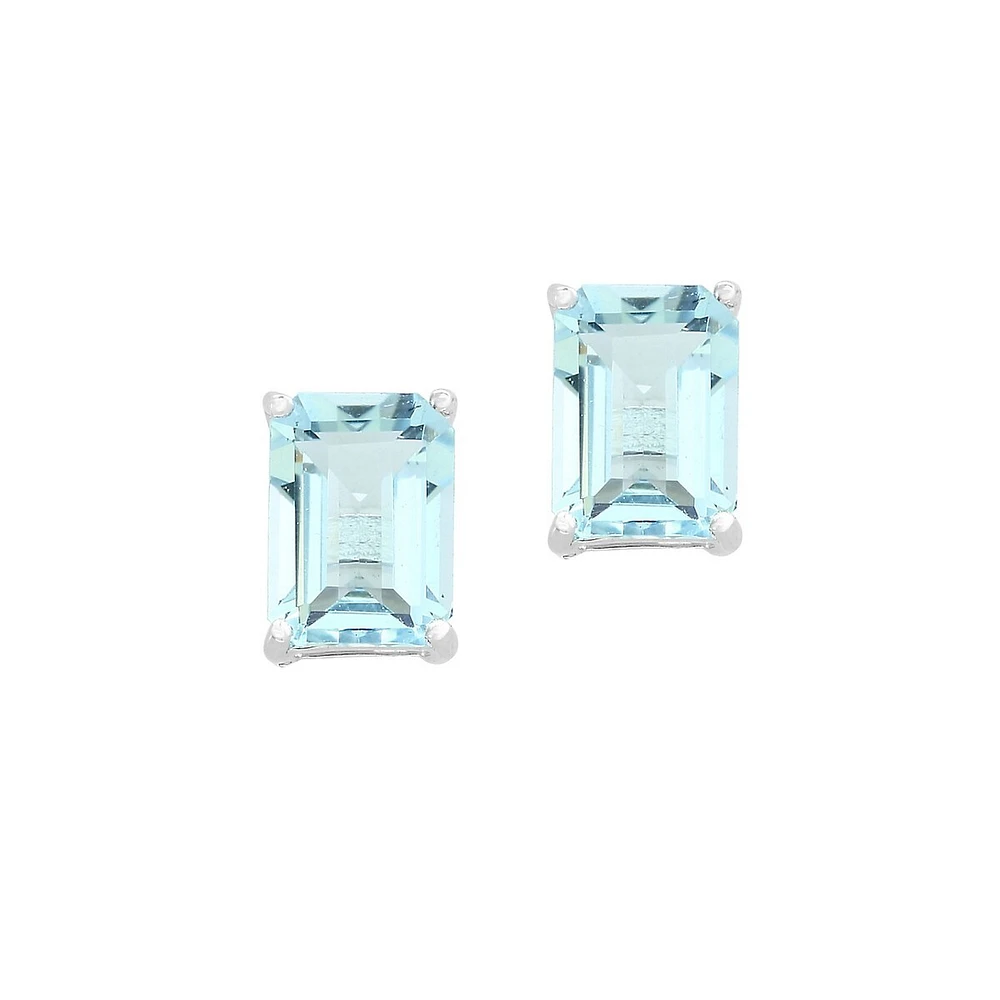 Aquamarine and 14K White Gold Earrings