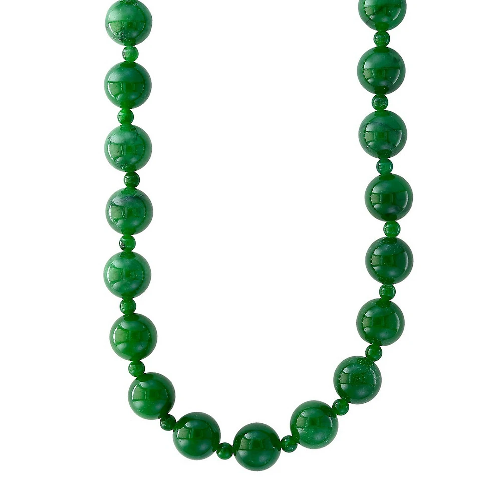 Collier en or jaune 14 ct à perles de jade