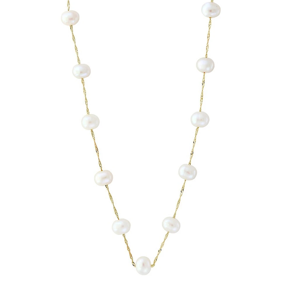 5.5 MM Round Freshwater Pearl 14K Yellow Gold Necklace