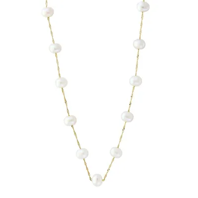 5.5 MM Round Freshwater Pearl 14K Yellow Gold Necklace