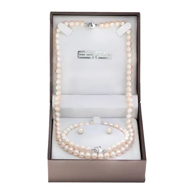 3-Piece 6.5MM Freshwater Pearl and Sterling Silver Necklace, Bracelet and Earrings Set