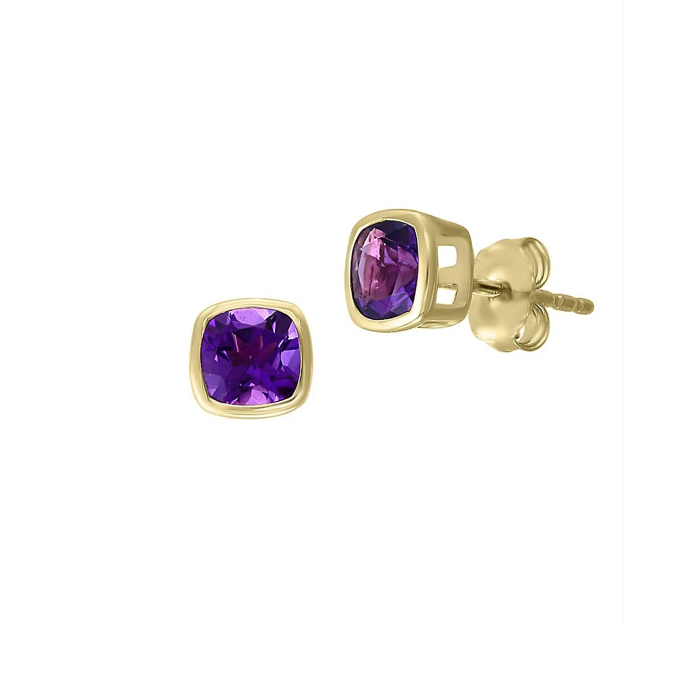 Boucles d'oreilles en or jaune 14 ct avec améthyste, collection Viola