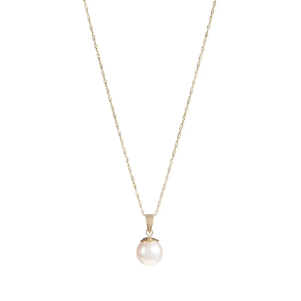 8.5MM Akoya Pearl and 14K Yellow Gold Pendant Necklace
