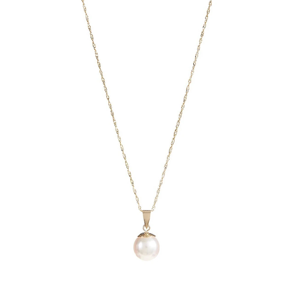 8.5MM Akoya Pearl and 14K Yellow Gold Pendant Necklace