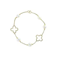 6MM White Pearl and 14K Yellow Gold Bracelet