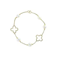 Bracelet en or jaune 14 ct avec perles blanches de 6 mm