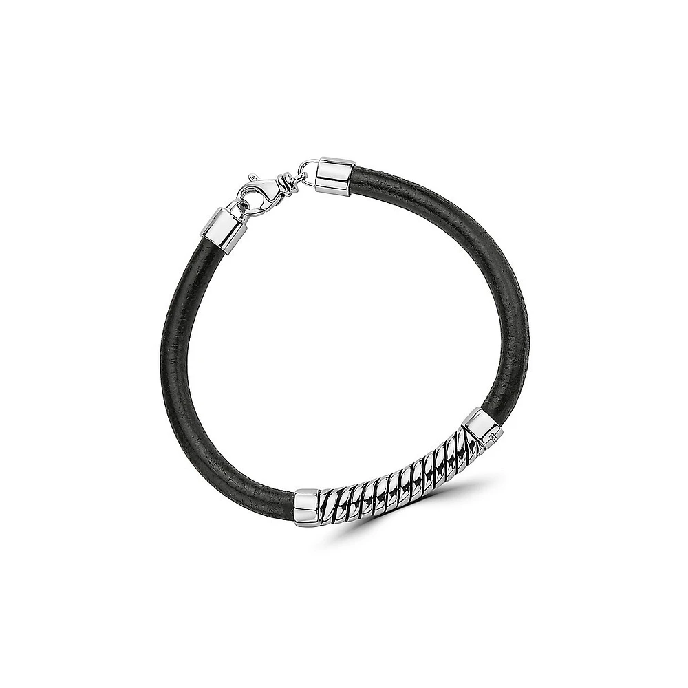 Bracelet en argent sterling et en cuir