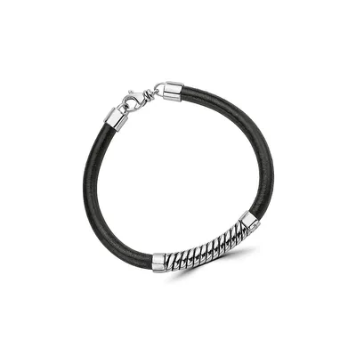925 Sterling Silver & Leather Bracelet