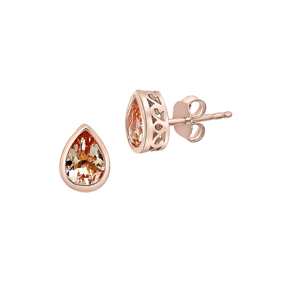 14K Rose Gold & Morganite Stud Earrings