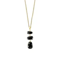 Collier à pendentif en or jaune 14 ct et onyx