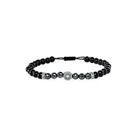 Bracelet en argent sterling avec onyx et hématite pour homme