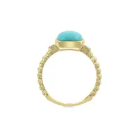 14K Yellow Gold, Diamond & Turquoise Ring