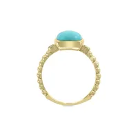 Bague en or jaune 14 ct avec diamants et turquoise