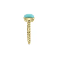 14K Yellow Gold, Diamond & Turquoise Ring