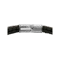 Men's Black Sapphire & Sterling Silver Braided Leather Bracelet