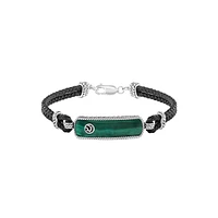 Men's Malachite & Sterling Silver Braided Leather Bracelet