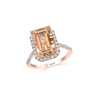 Bague en or rose 14 ct avec morganite et diamants de 0,49 ct (PT)