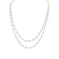 14K Yellow Gold & 3MM Freshwater Pearl Double-Row Station Necklace