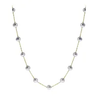 14K Yellow Gold Grey Freshwater Pearl Necklace