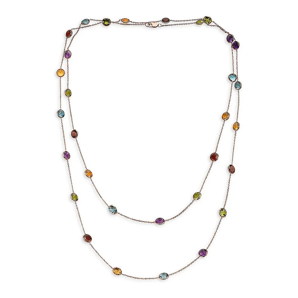 14K Rose Gold & Multi-Stone Long Necklace