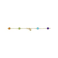 14K Yellow Gold & Multistone Station Necklace