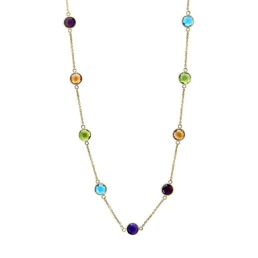 14K Yellow Gold & Multistone Station Necklace