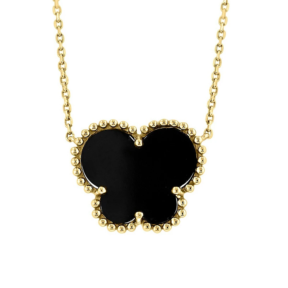 Collier à pendentif Eclipse en or jaune 14 ct avec onyx