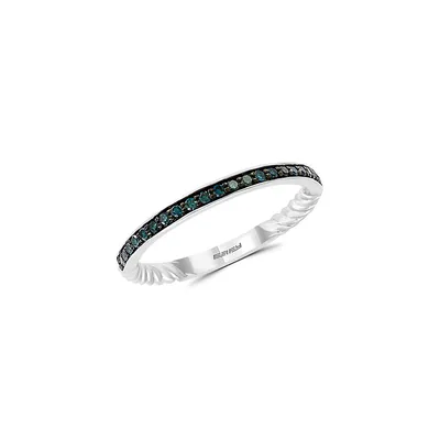 Colour Sterling Silver & 0.15 CT. T.W. Blue Diamond Ring