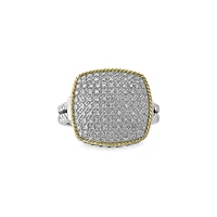 925 Sterling Silver 18K Yellow Gold Diamond Ring