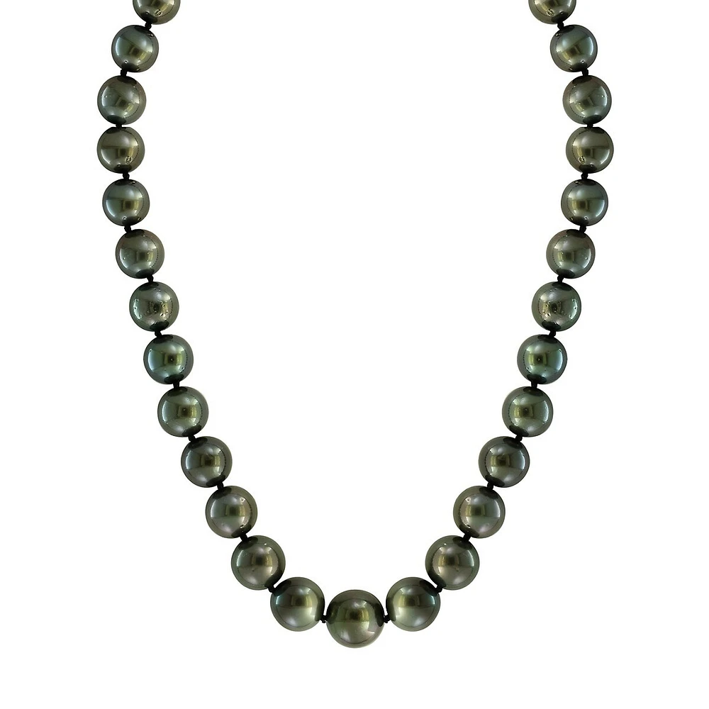 14K White Gold Black Tahitian Pearl Necklace