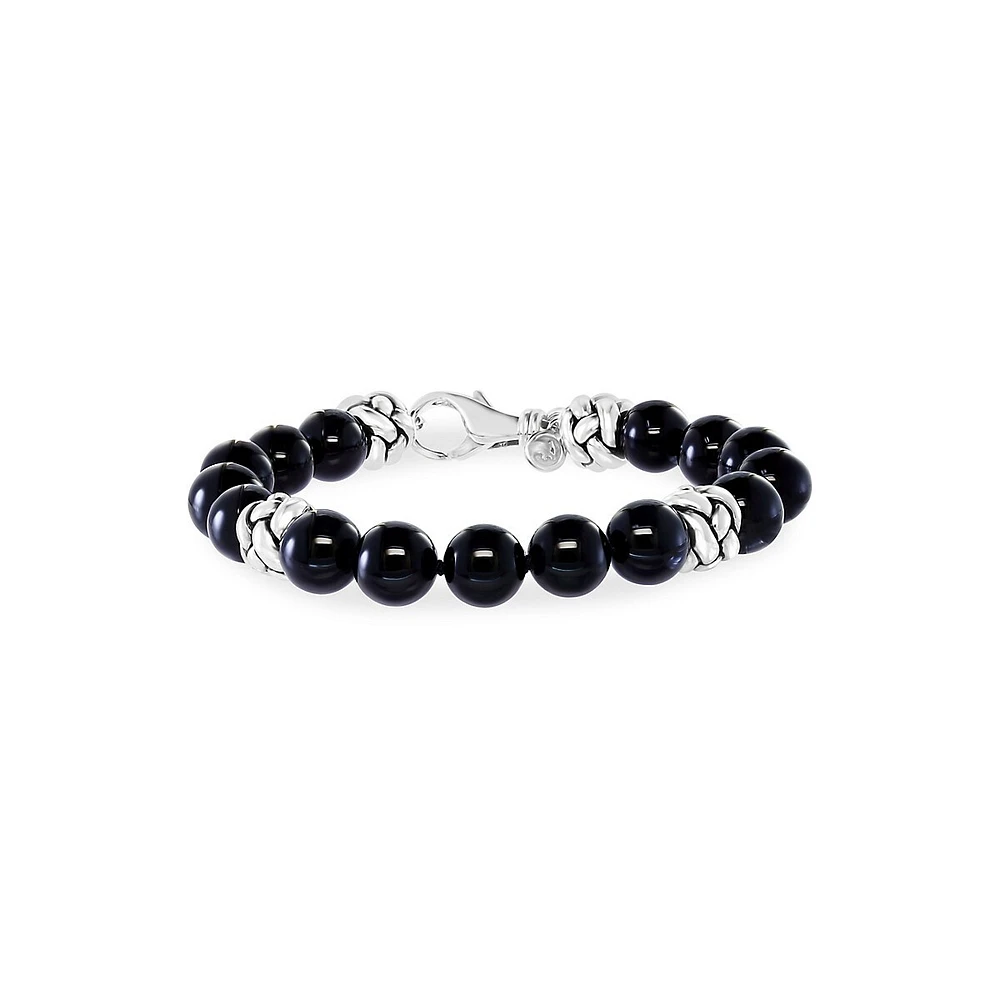 Bracelet en argent sterling avec onyx pour homme