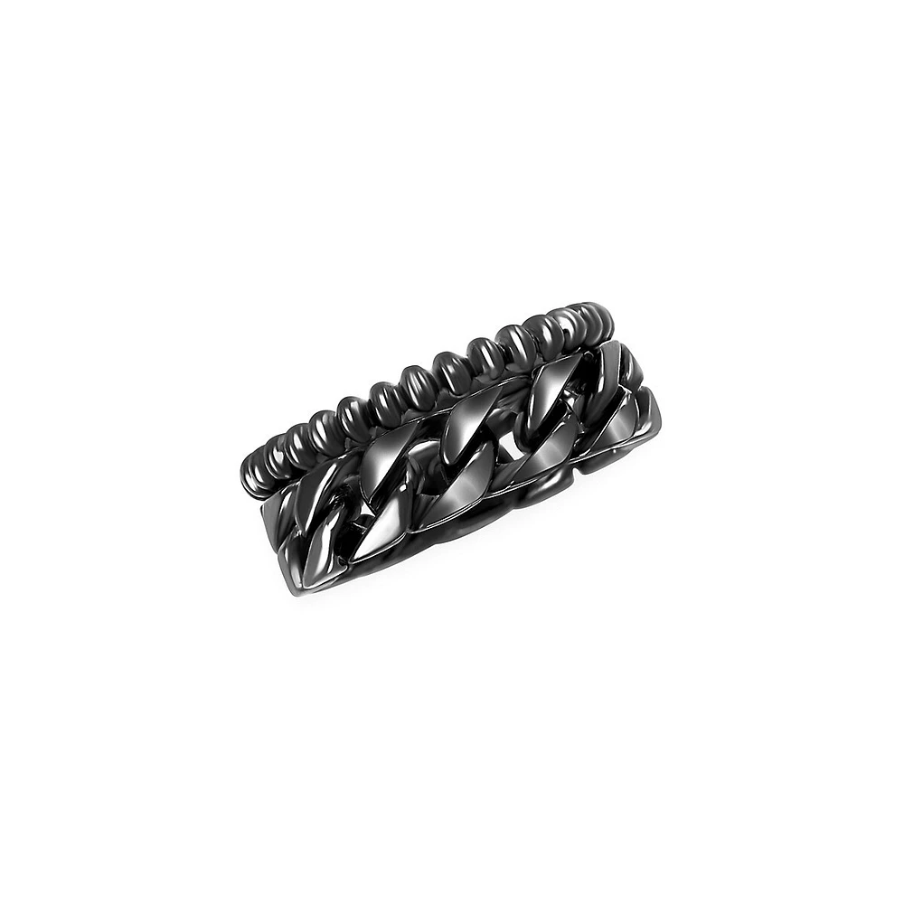 Bague en argent sterling et rhodium noir pour homme