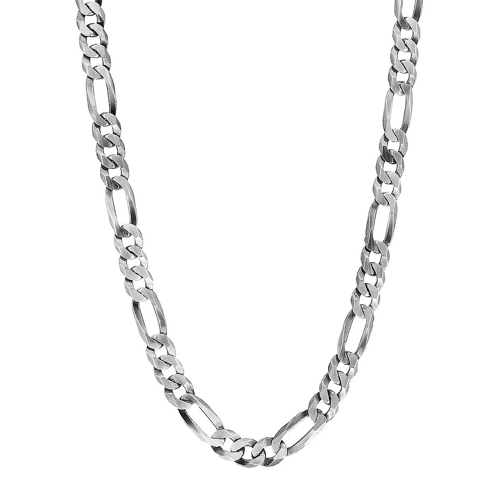 Men's Sterling Silver Ultra Flat Figaro Chain Necklace