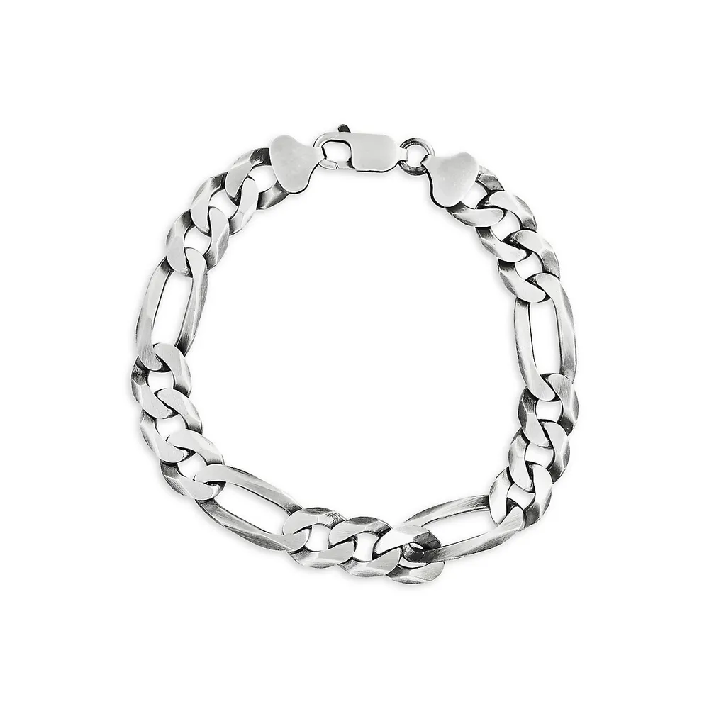 Men's 925 Sterling Silver Figaro Chain Bracelet