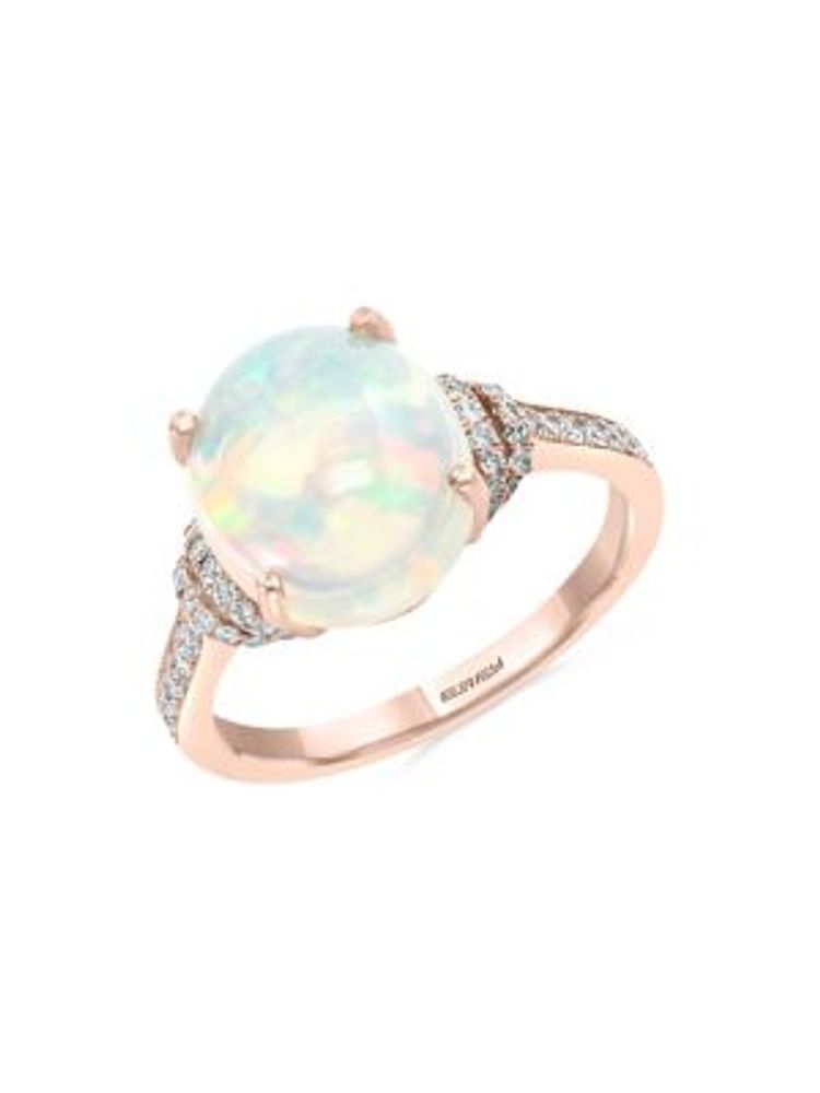 14k rose gold opal ring