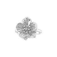 Sterling Silver & 0.01 CT. T.W. Diamond Floral Ring